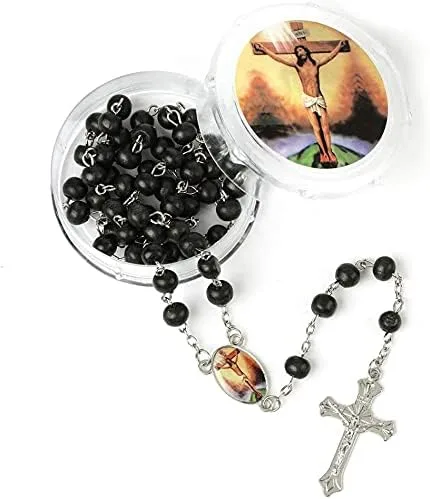Miniatura 5 de Alitaver 12 piezas de recuerdos de fiesta de bautismo de madera perfumada blanca Rosario Guardián Ángel Bebé Ángel Nuestra Señora de Guadalupe San