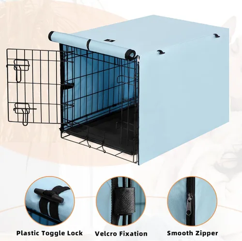 Miniatura 4 de X-ZONE PET Cubierta para jaula de perro de doble puerta - Cubierta para perrera de poliéster, se ajusta a jaula de alambre para perros de 24