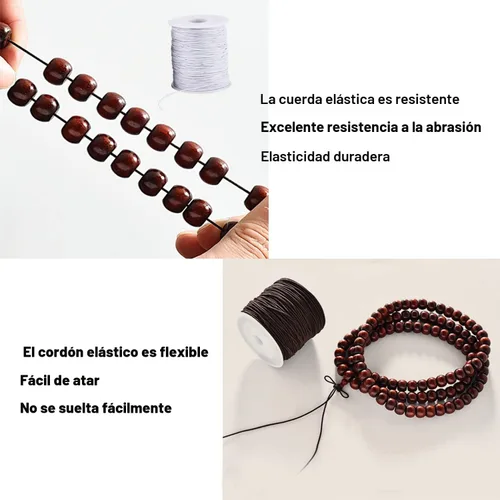 Miniatura 3 de Cordón elástico para pulseras, 2 rollos de 1 mm 330 pies, cuerda resistente para pulseras, cuerda elástica extensible para hacer joyas, collares