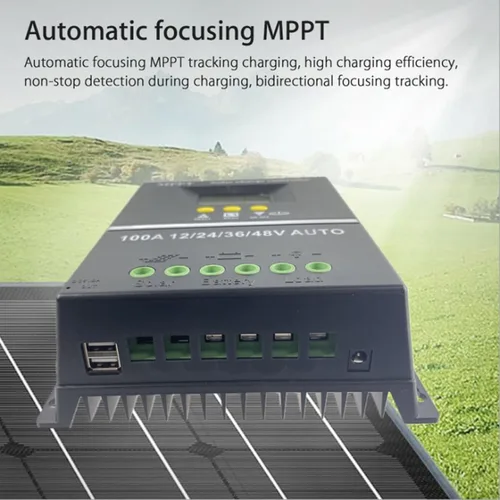 Miniatura 3 de BVCL Controlador de carga solar MPPT 100A, detección automática de 12V-48V, pantalla LCD, puerto USB, negro