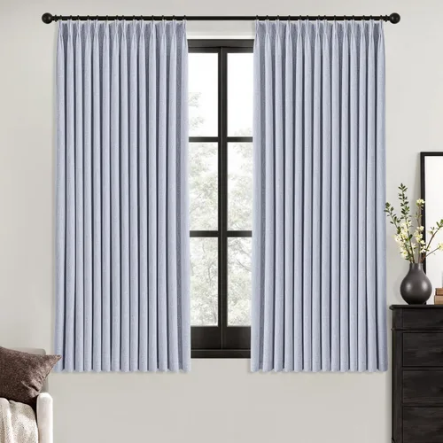 Miniatura 42 de MIULEE - Cortinas de lino beige con pliegues a presión 100% opacas para dormitorio, cortinas de ventana con memoria y bloqueo de luz para oscurecer