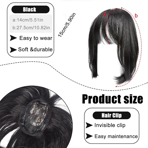 Miniatura 2 de NICENEEDED Flequillo con clip para mujer, extensiones de cabello con clip, flequillo de aire negro natural, flequillo de aire con flecos de tupé