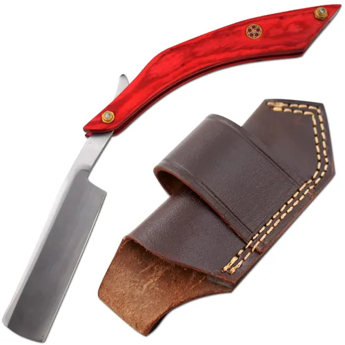 Miniatura 10 de Maquinilla de afeitar recta Cuchilla de afeitar de borde recto afilada de alta dureza de acero de Damasco real Cutthroat Straight Edge-Blade