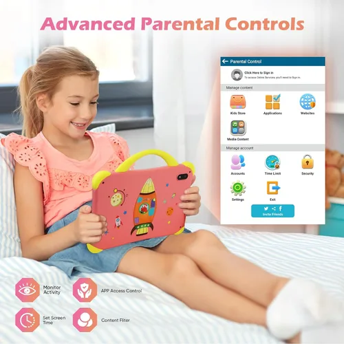 Miniatura 3 de weelikeit Tableta infantil de 7 pulgadas para niños de 3 a 10, 8 GB (4+4 extendidos) RAM 64 GB ROM Tablet para niños pequeños Android 14 con doble