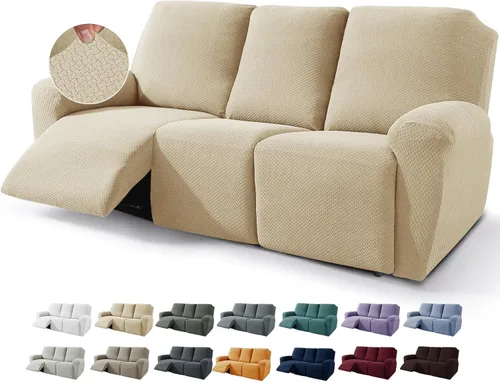 Miniatura 22 de JIVINER Fundas de sofá reclinable de 8 piezas, fundas elásticas de jacquard para sofá reclinable, fundas para sala de estar, protector suave de 3