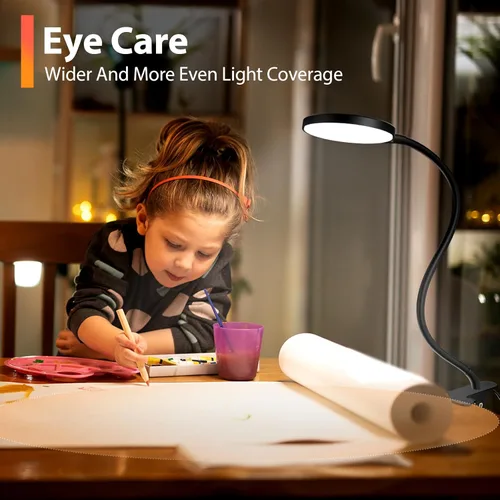 Miniatura 3 de iFalarila Luz de lectura con control remoto, lámpara de escritorio LED con clip [temporizador de 1 hora y luz nocturna] RA>95 regulable cuello