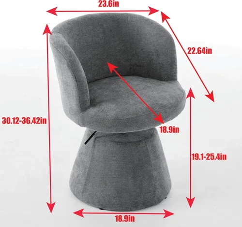 Miniatura 2 de Beige Small Office Chair, Chenille Cute Swivel Vanity Makeup Desk Chair with Wheels for Teens Women Girls, Comfy Adjustable Computer Chairs for