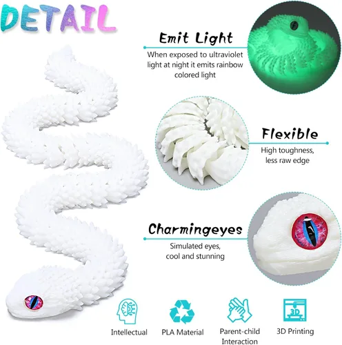 Miniatura 2 de uyrzwek 4 Piezas Juguetes de Serpiente Impresos en 3D de 12 pulgadas, Animales Impresos en 3D, Artículos Flexibles de Serpiente Impresos en 3D