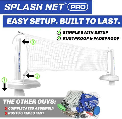 Miniatura 5 de Red de voleibol para piscina GoSports Splash Net PRO - Rojo, blanco o azul - Incluye 2 balones de voleibol de agua y bomba