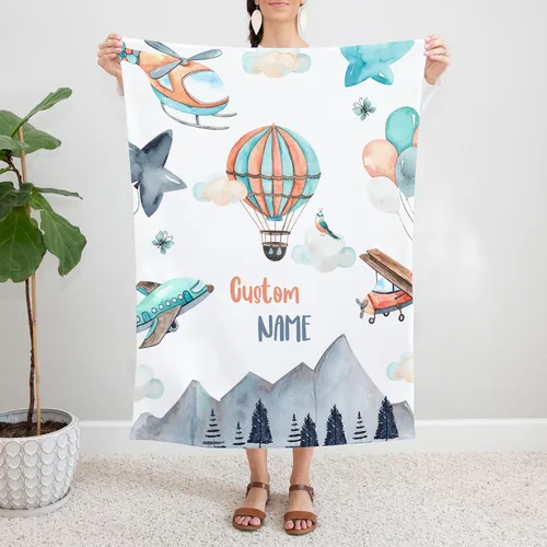 Miniatura 37 de Manta de avión personalizada, manta de bebé personalizada, manta con nombre de bebé, manta de guardería de avión, manta de felpa súper suave