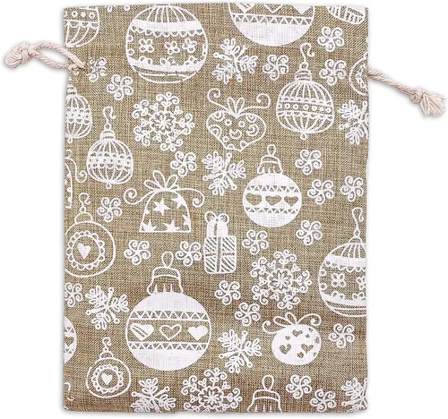 Miniatura 19 de 48 paquetes de 3x4 bolsas de regalo reutilizables de yute y arpillera con cordones (Feliz Navidad, X-Pequeño) - para regalos, favores de fiesta