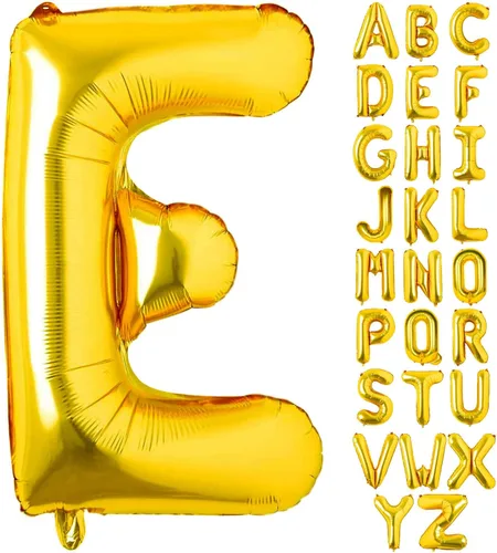 Lovoir Globos dorados grandes de 40 pulgadas con la letra E de gran tamaño, globo de helio de aluminio de Mylar para fiestas de cumpleaños, Letra