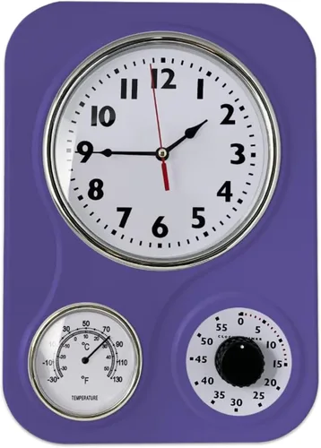 Miniatura 16 de Lily's Home - 9.5 pulgadas x 12.5 pulgadas - Reloj de pared retro para cocina, reloj de pared vintage con termómetro y temporizador de 60 minutos