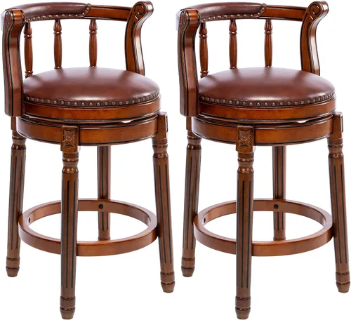 Miniatura 12 de CozyRain Taburetes de bar modernos taburetes giratorios, encimera de cocina tapizado de piel auténtica con reposapiés para el hogar, cocina, comedor