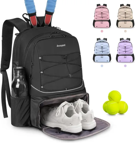 Mochila de Tenis Arcoyard con Capacidad para 2 Raquetas, Bolsas de Tenis Profesionales para Mujeres, Mochila de Tenis con Compartimento Ventilado