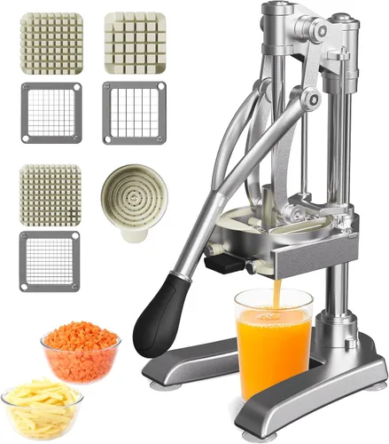 Miniatura 11 de Picador comercial de frutas de verduras con 6 cuñas y cuchilla de 1/4 ″ y 3/8 ″ y 1/2 pulgadas Cortador de alimentos profesional Cortador de papas