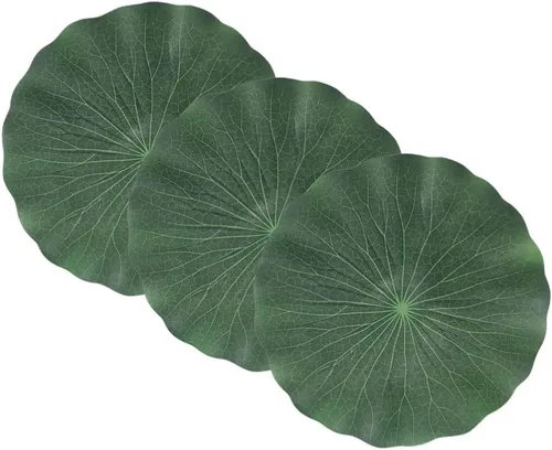 DOITOOL Hojas de loto artificiales flotantes de 11 pulgadas para decoración de acuarios, peces de estanque, paquete de 3 adornos realistas de hojas