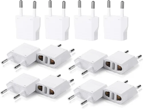 Miniatura 12 de Bates - Adaptador de enchufe europeo, 3 piezas, negro, adaptador de viaje, adaptador de enchufe de EE. UU. a Europa, adaptador de la UE, adaptadores