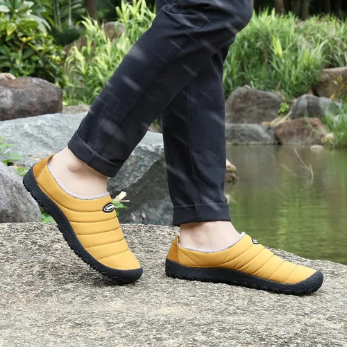 Miniatura 2 de UBFEN - Pantuflas cálidas de invierno para hombre y mujer con forro de felpa mullida, zapatos de casa con suela de goma antideslizante