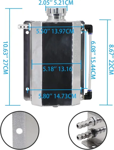 Miniatura 3 de Tapa de aluminio universal del depósito del tanque de expansión del desbordamiento del refrigerante de agua de la aleación 2L