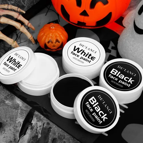 Miniatura 5 de DE'LANCI Face Paint Black + White Clown Makeup Face Body Paint Set, High Pigment Professional Oil-Based Cosmetic Paint for Halloween SFX Makeup