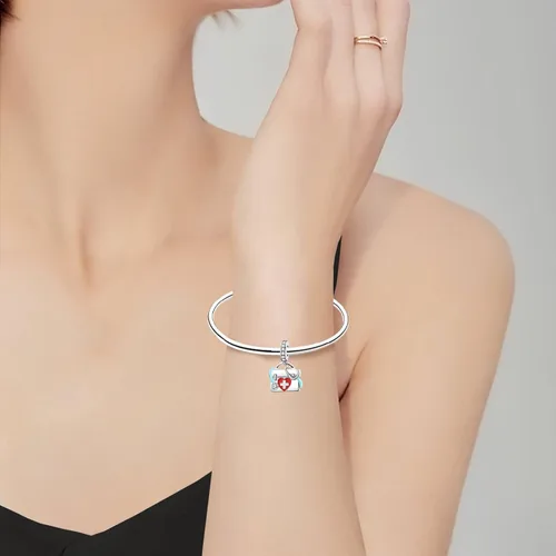 Miniatura 79 de LUXILLA Abalorio de plata de ley 925 para madre, hija, abuela, para familia, amor, madre, hija, abuela, para pulseras, collares, dijes, abalorios