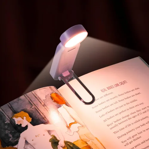 Miniatura 2 de VAVOFO - Luz de lectura recargable USB con clip, bloqueo de luz azul, luz de lectura con marcador de ámbar para gusanos de libros con cuidado