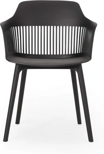 Miniatura 4 de Christopher Knight Home Silla de comedor al aire libre Ladonna de polipropileno (juego de 2), color negro
