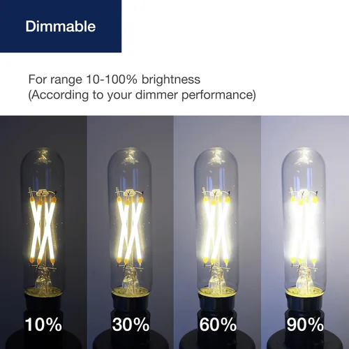 Miniatura 5 de FLSNT Bombillas LED para candelabros de luz diurna de 5000 K equivalentes a 60 W, bombillas LED regulables T6/T25 E12 para candelabro, 90+ alto CRI