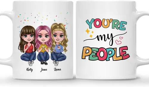 Miniatura 7 de Gossby Taza de café personalizada de la amistad, regalo personalizado Besites para mujeres con diseño de muñeca, nombre, cita – cumpleaños, Navidad