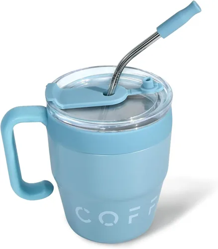 Miniatura 11 de CHLJAR Taza de café aislada con asa, bonita taza de viaje de 14 onzas, taza de café de acero inoxidable al vacío para mantener las bebidas calientes
