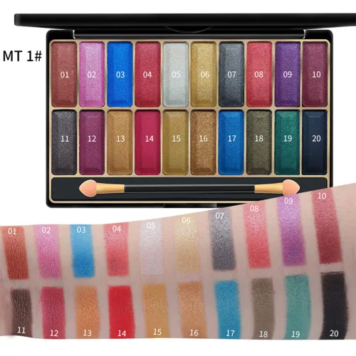 Miniatura 3 de DISAAR Beauty Paleta de sombra de ojos húmedos de 20 colores brillantes, talco dorado, impermeable, tecnología nano avanzada, efecto de larga MT 1#