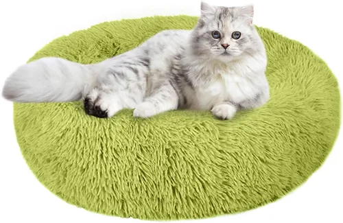 Miniatura 14 de Nisrada Cama para perros pequeños, medianos y grandes, 20 pulgadas, relajante, lavable, redonda, acogedora, suave, cama para mascotas para cachorros