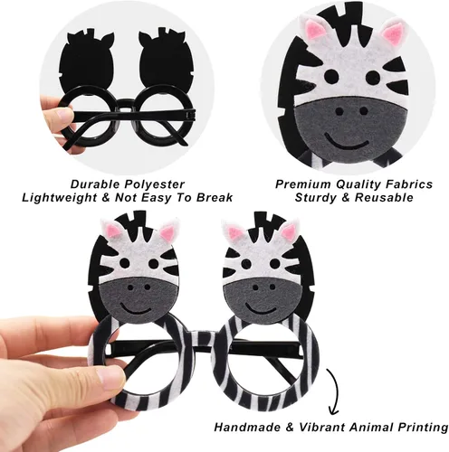 Miniatura 3 de Bessmoso Paquete de 12 vasos de animales de la selva, disfraz de safari, regalos de fiesta, 12 tipos de anteojos para zoológico de mascotas, fiesta