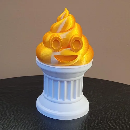 Miniatura 7 de Znet3D Poop Emoji Trophy – 6 pulgadas de alto en un pilar blanco – Premio y regalo perfecto – Hecho a mano con fabricación aditiva (oro seda)