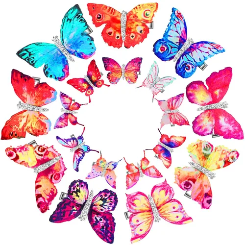 Boao 18 pinzas para el cabello de mariposa con purpurina para niñas, adolescentes y mujeres, accesorios para el cabello (estilo delicado)