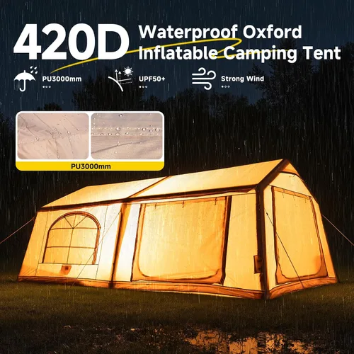 Miniatura 5 de Inflatable Blow Up Tents for Camping,Waterproof Oxford Hot Tent with Manual Pump,Spacious Easy Setup Inflatable Camping Air Tent for Family Glamping