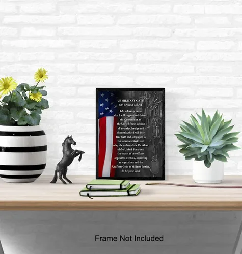 Miniatura 5 de Yellowbird Art & Design - Arte de pared de bandera estadounidense y juramento de reclutamiento, decoración del hogar para militares de cualquier