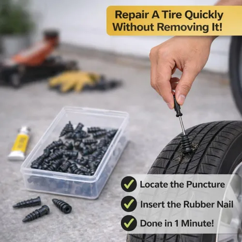 Miniatura 7 de Kit de clavos de goma para reparación de neumáticos con 2 tamaños, tapones de reparación de neumáticos para automóvil, motocicleta, camión