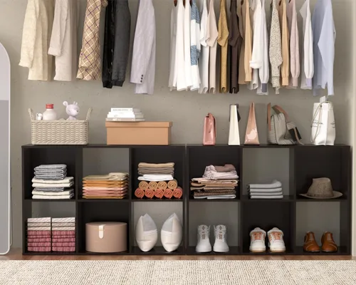 Miniatura 2 de PrimeZone Organizador de Almacenamiento Apilable de 6 Cubos: Estante de Cubos de Madera que se Ajusta a Contenedores Cúbicos - Estantería