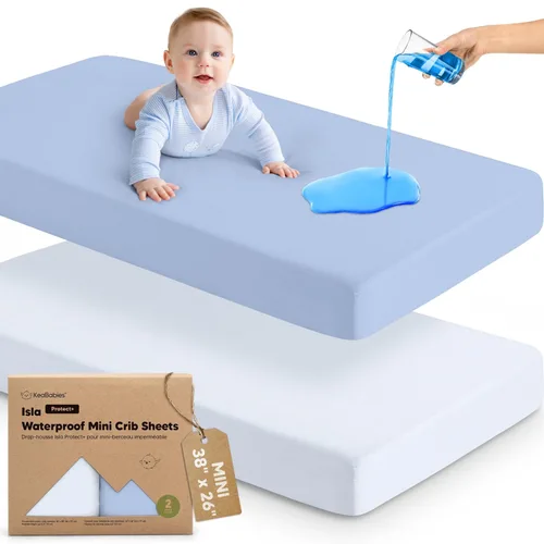 Miniatura 19 de Sábanas ajustadas para Pack and Play - Paquete de 2 sábanas mini para cuna para Pack N Play, colchón 38x26, ropa de cama suave y acogedora