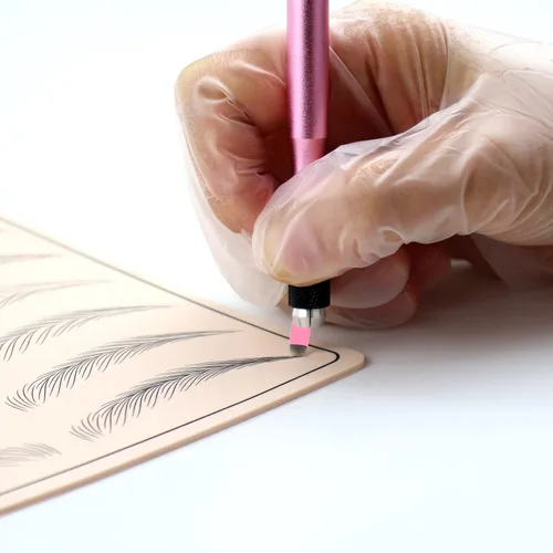 Miniatura 3 de 50 piezas de hoja de microblading desechables rosa #16 nano-cuchillas 0.006 in nano-agujas perfectas para trazos de cabello, cejas, agujas más finas