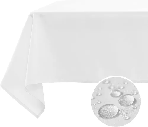 Miniatura 14 de BYDOLL Mantel redondo de 48 pulgadas para mesa de máximo 38 pulgadas de diámetro, poliéster burdeos, lavable, sin arrugas, a prueba de derrames
