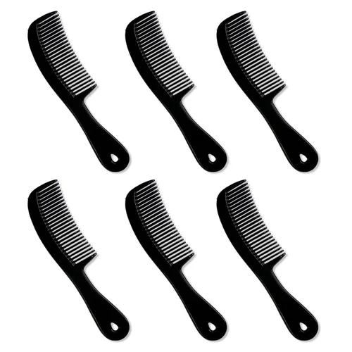 Peine de pelo para hombre con asa, peines de bolsillo flexibles de plástico de 6 pulgadas para hombres, juego de peines negros para peinar dientes