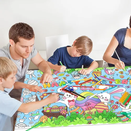 Miniatura 7 de Gatherfun Póster de Actividades para Fiesta de Pascua - 31.5 x 72 Pulgadas, Fiesta de Pascua Feliz, Pancarta de Papel Versátil