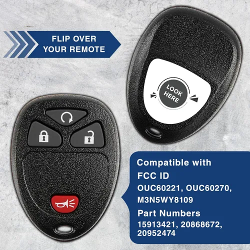 Miniatura 4 de KeylessOption Reemplazo de llavero de coche con control remoto de entrada sin llave para 15913421 con llave
