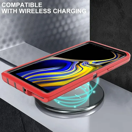 Miniatura 6 de Funda para Galaxy Note 9 con protector de pantalla de TPU [2 unidades], 3 en 1, protección resistente a los golpes, color negro y gris