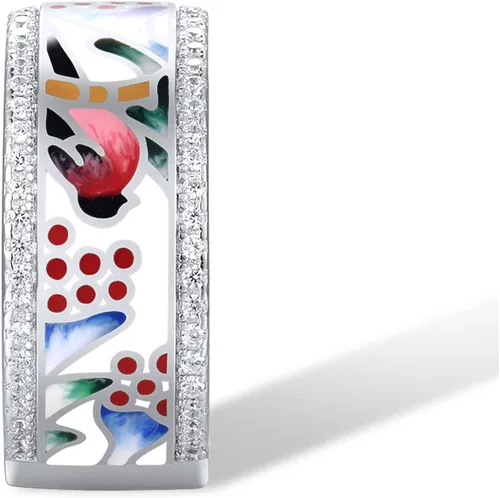 Miniatura 3 de Santuzza Anillo de plata de ley 925 hecho a mano con esmalte colorido para pájaros, Plata Esterlina