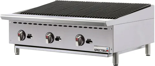 Winco Parrilla comercial de gas natural Charbroil con calor radiante, 3 quemadores, 36"