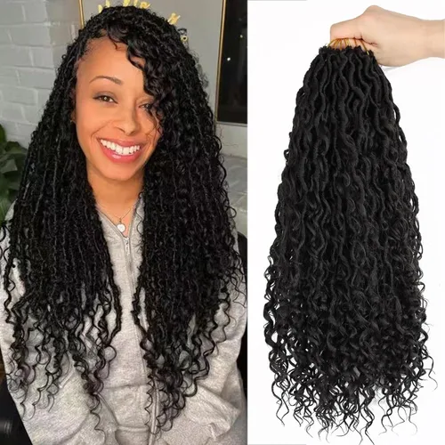 Miniatura 14 de LMZIM Cabello de ganchillo Goddess Locs de 14 pulgadas, 8 paquetes de Faux Locs trenzas de ganchillo para mujeres negras, cabello de ganchillo #2